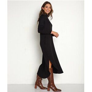 Show Me Your Mumu Sutton Midi Dress Black XS Stretch Rib Turtleneck Long Sleeve